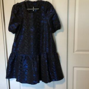 Zara Black and Blue Patterned Dress
